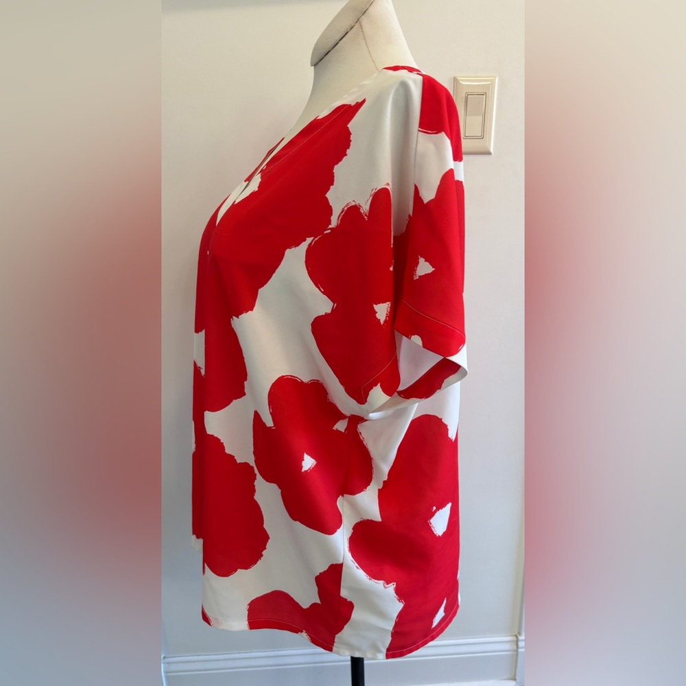 CROSBY BY MOLLIE BURCH martha tunic top in poppy RED & WHITE FLORAL LARGE - Picture 6 of 10